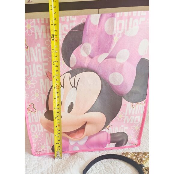 READ DESCRIPTION FREE Disney Minnie Mouse Gift Bag & Gold Glitter Ears Headband - Picture 7 of 11